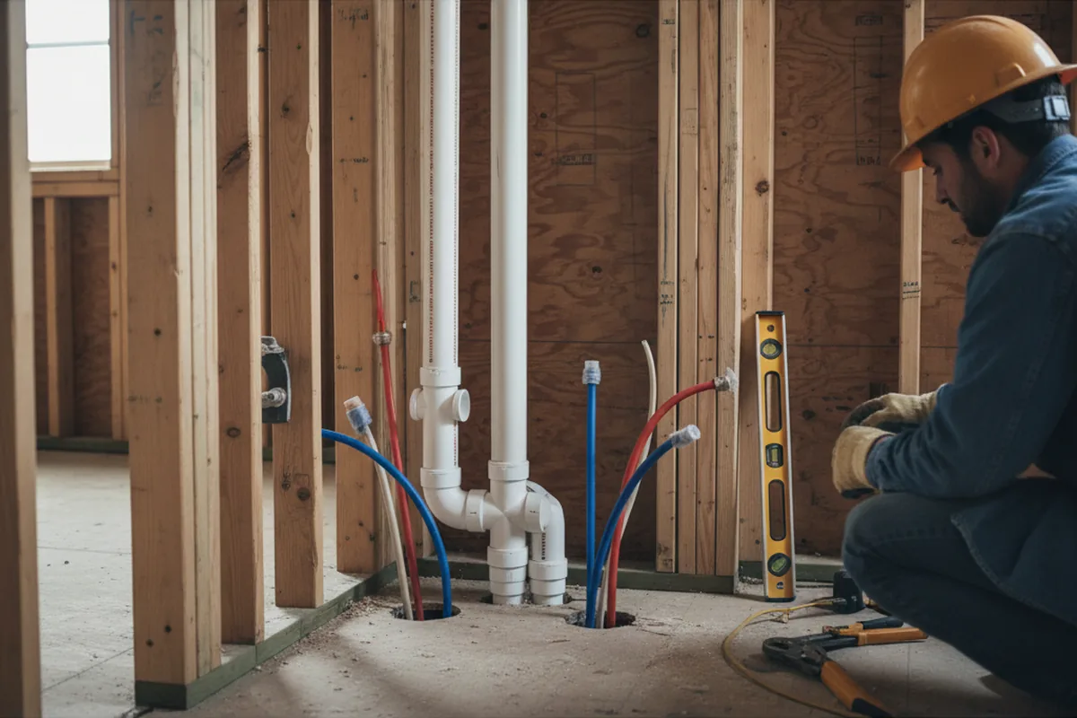 Drain and supply rough-in during Drain Cleaning in Babylon