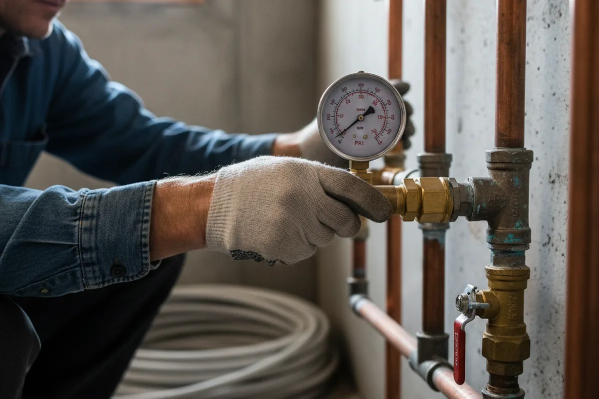 Pressure testing a repaired line during Water Line Repair in Babylon